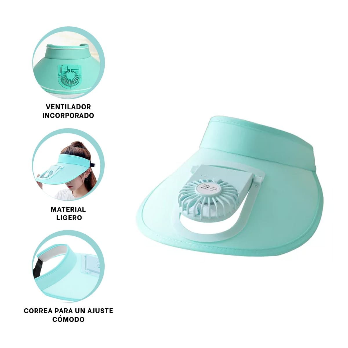 GENERICO - Gorro con Viento en la Cara en Verde Agua Y+Regalo Stickers