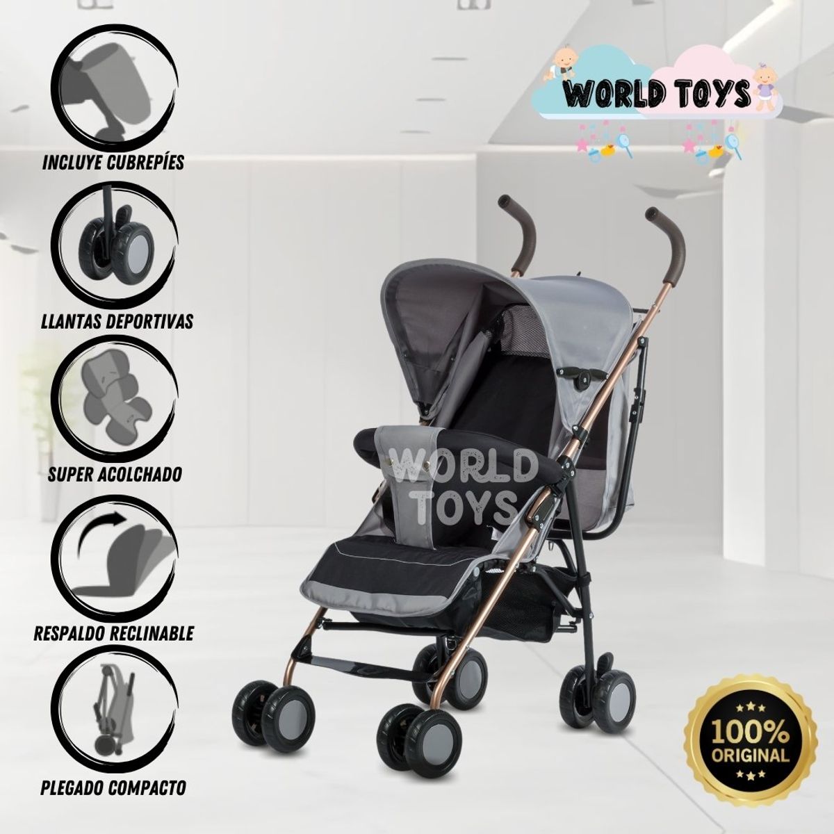 BABY - Coche Bastón «ZULEN» Gray