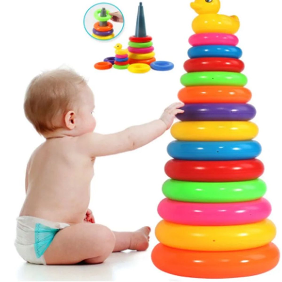 GENERICO - Anillos apilables de arcoíris para niños