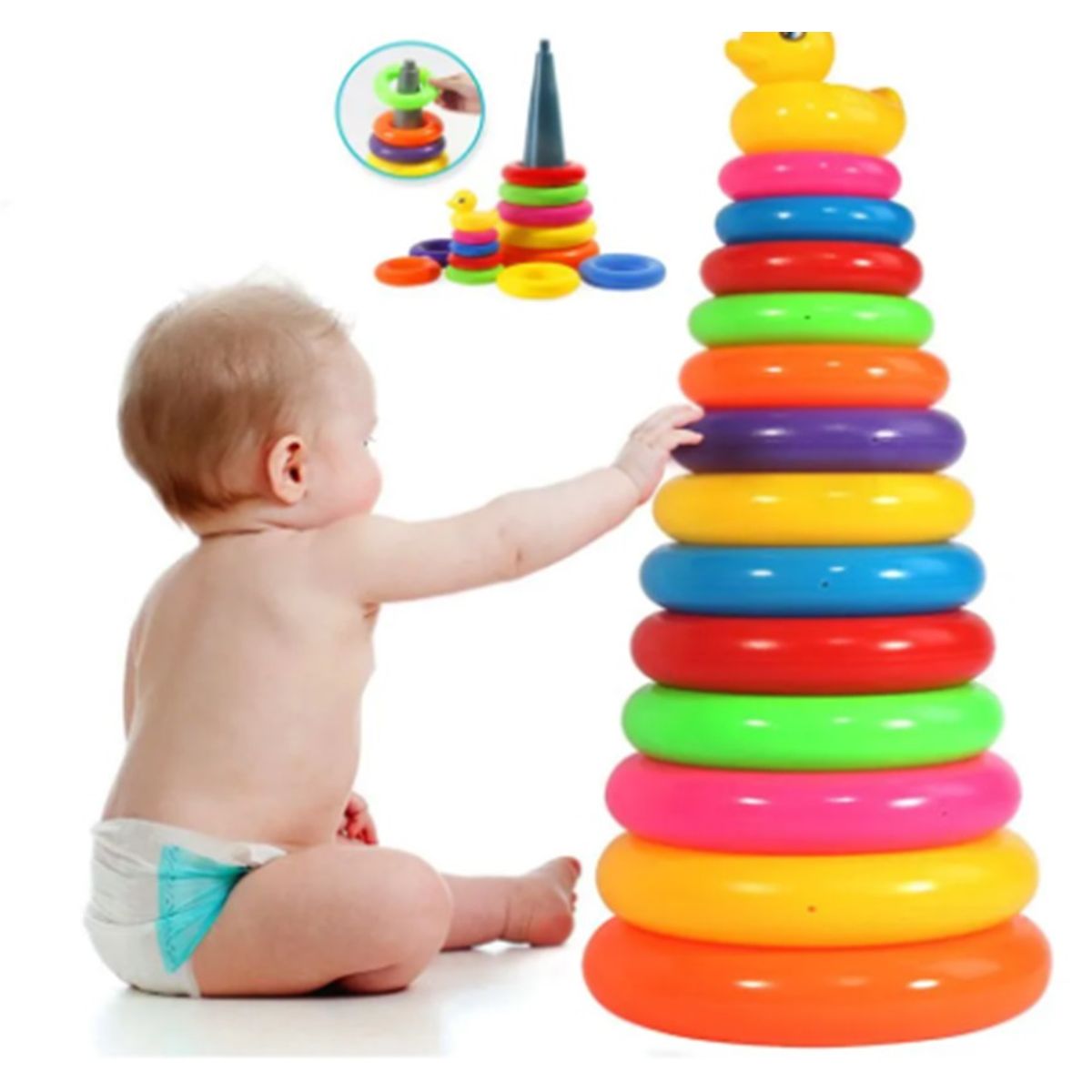 GENERICO - Anillos apilables de arcoíris para niños