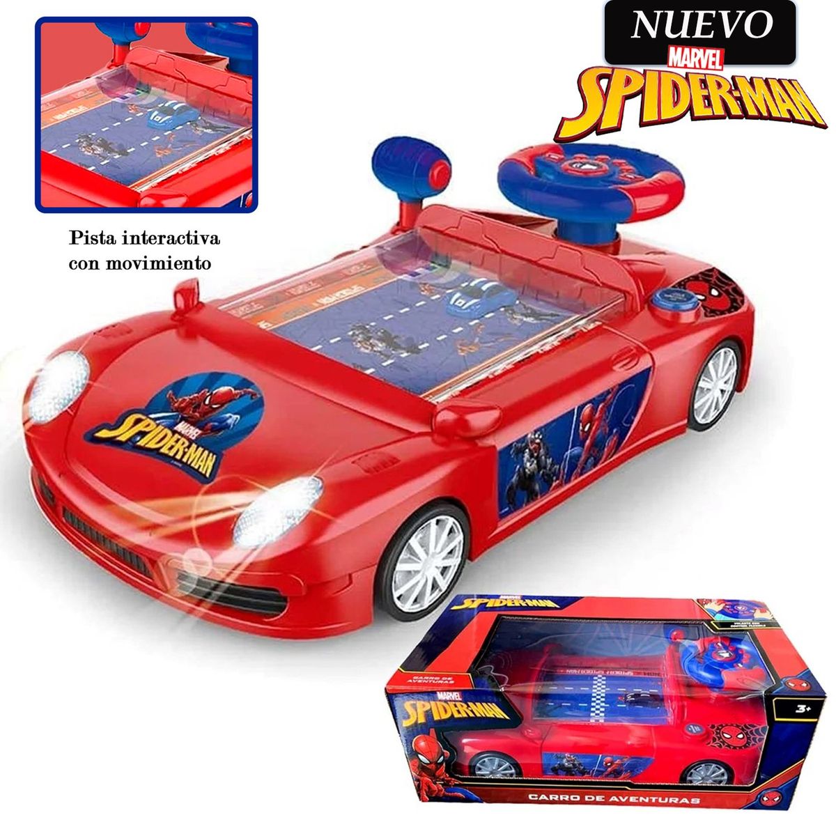 MARVEL - Juguete Coche de Carrera Consola SPIDERMAN con Sonido