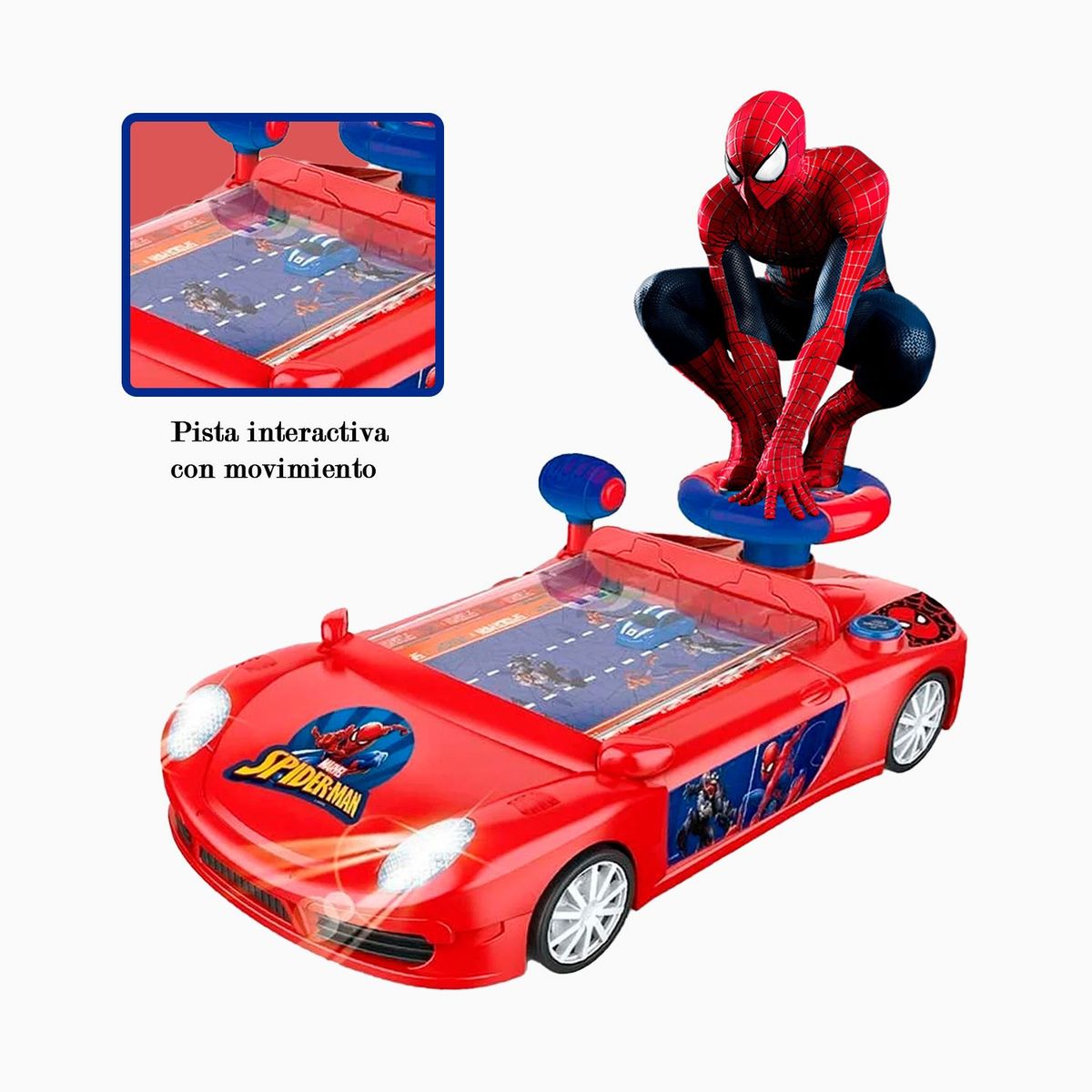 MARVEL - Juguete Coche de Carrera Consola SPIDERMAN con Sonido