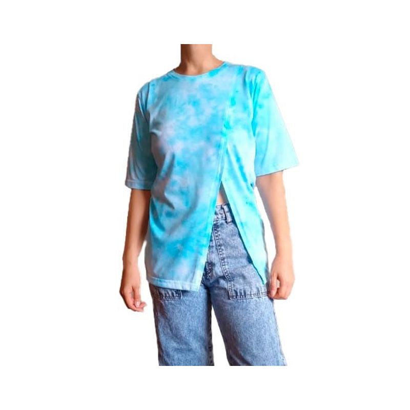 GENERICO - Polo mujer Asimétrico tie dye - Nathalie Love It - Turquesa