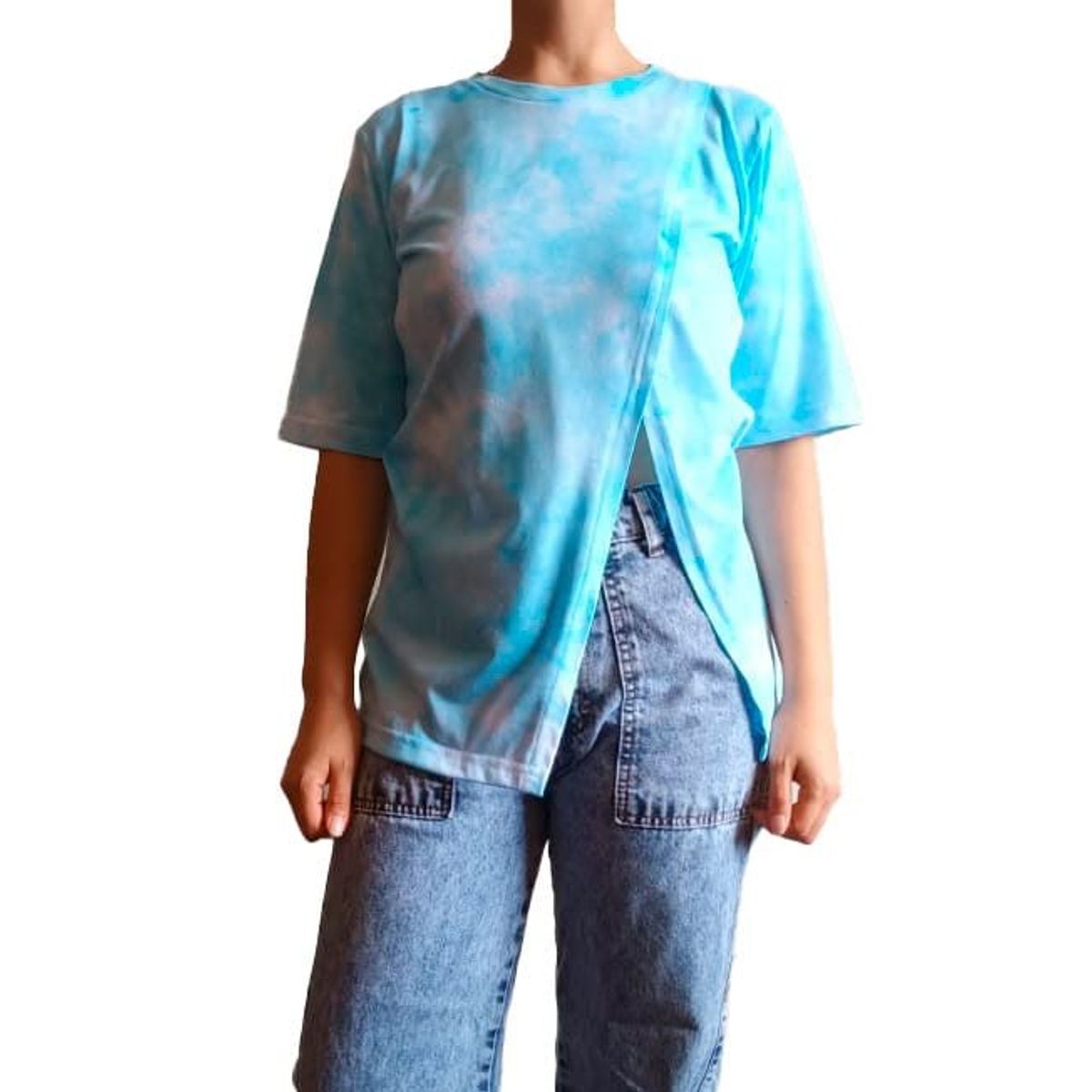 GENERICO - Polo mujer Asimétrico tie dye - Nathalie Love It - Turquesa