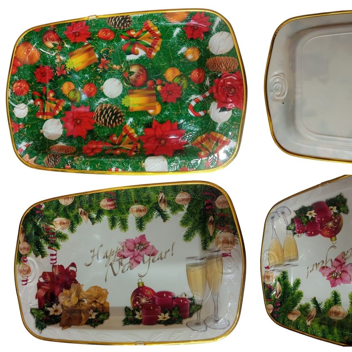 GENERICO - Fuente navideña rectangular bandeja plastica para golocinas