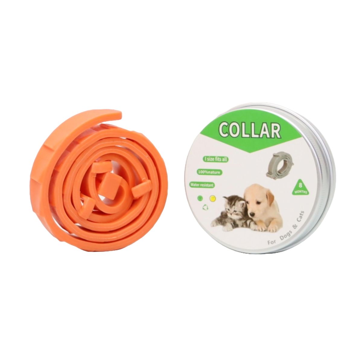 GENERICO - COLLAR ANTIPULGAS PARA PERRO PEQUEÑO EN LATA - COLOR NARANJA