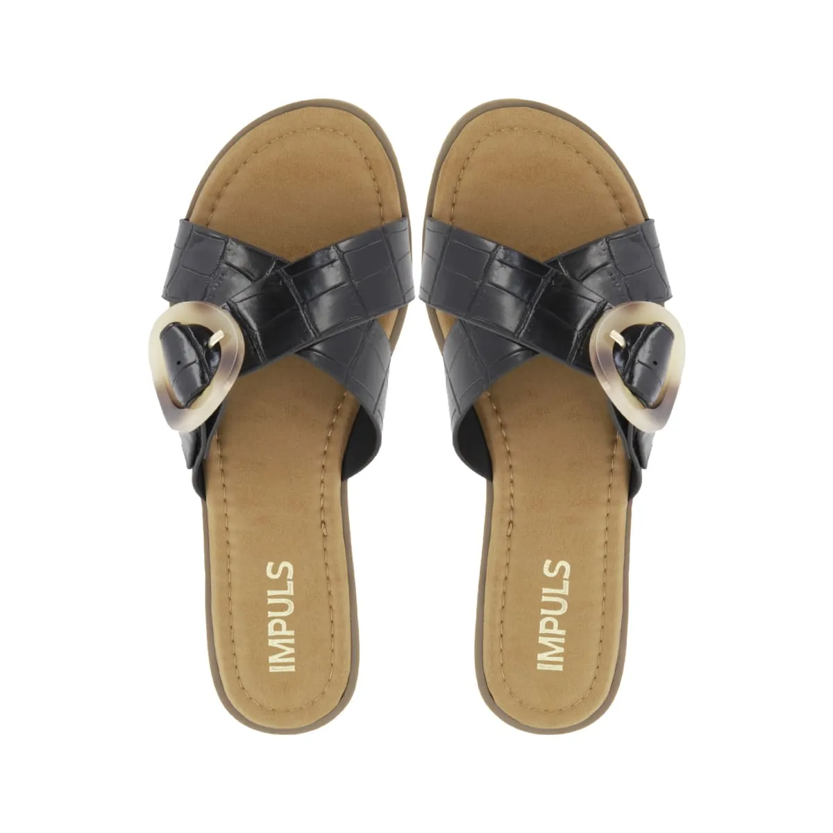IMPULS - Sandalias Flats Mujer Impuls Aixa01 Negro