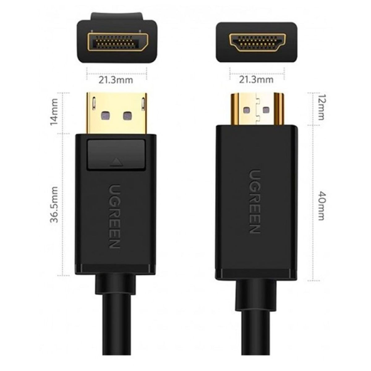 UGREEN - Cable Displayport a HDMI 4K UGREEN 30Hz 10.8Gbps 5 Metros 3D