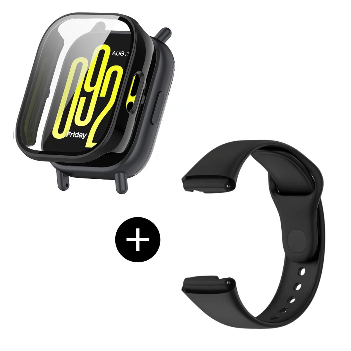 GENERICO - Pack case protector negro + correa negro para Redmi MI Watch 5 Active