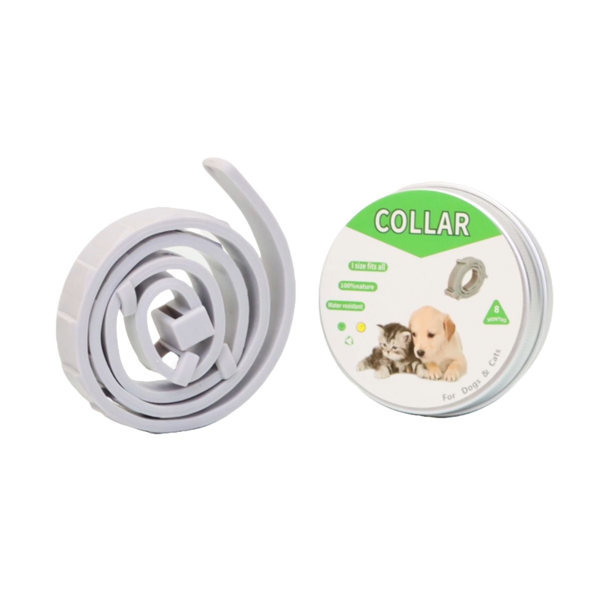 GENERICO - COLLAR ANTIPULGAS PARA PERRO PEQUEÑO EN LATA - COLOR GRIS