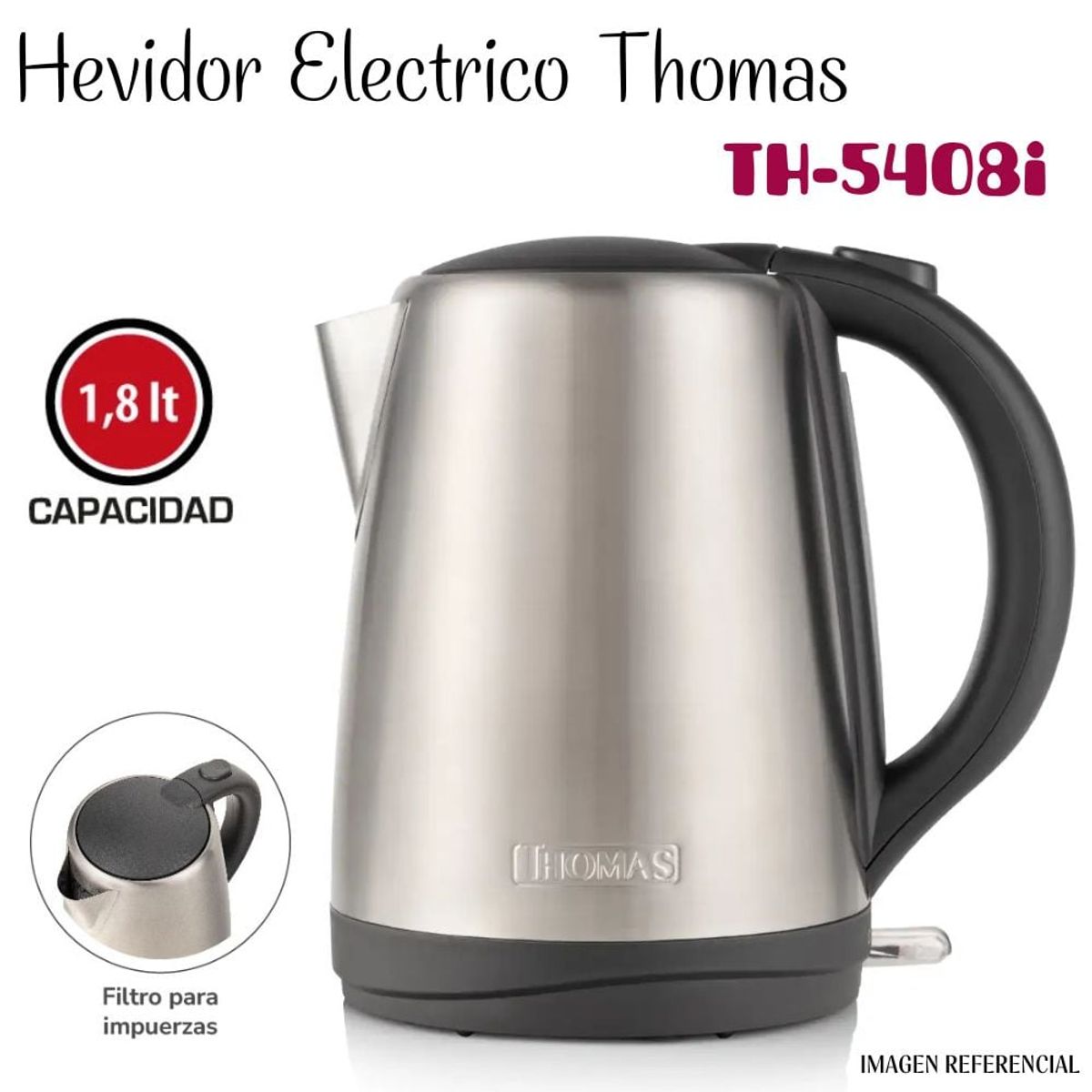 THOMAS - Hervidor Thomas TH-5408i de 1.8Lt  Acero Inox