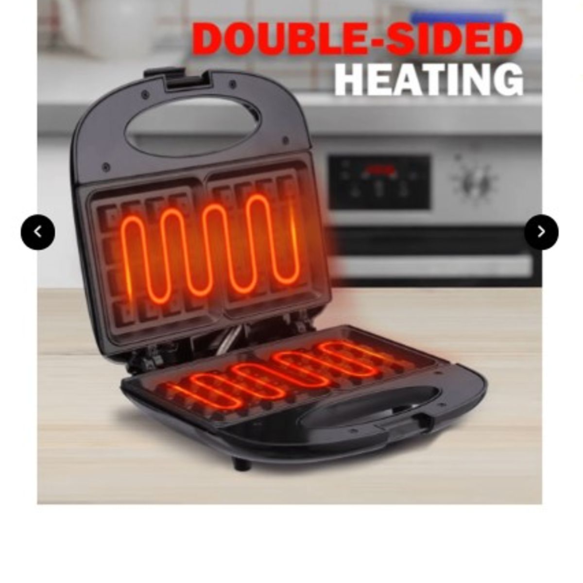 GENERICO - Wafflera Doble Cara 850w RAF Maquina Antiadherente de Gofres Negro