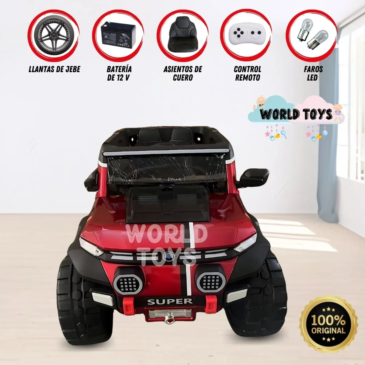 GENERICO - Carro Todoterreno a Batería «LAURIEN» con Luces Led Red