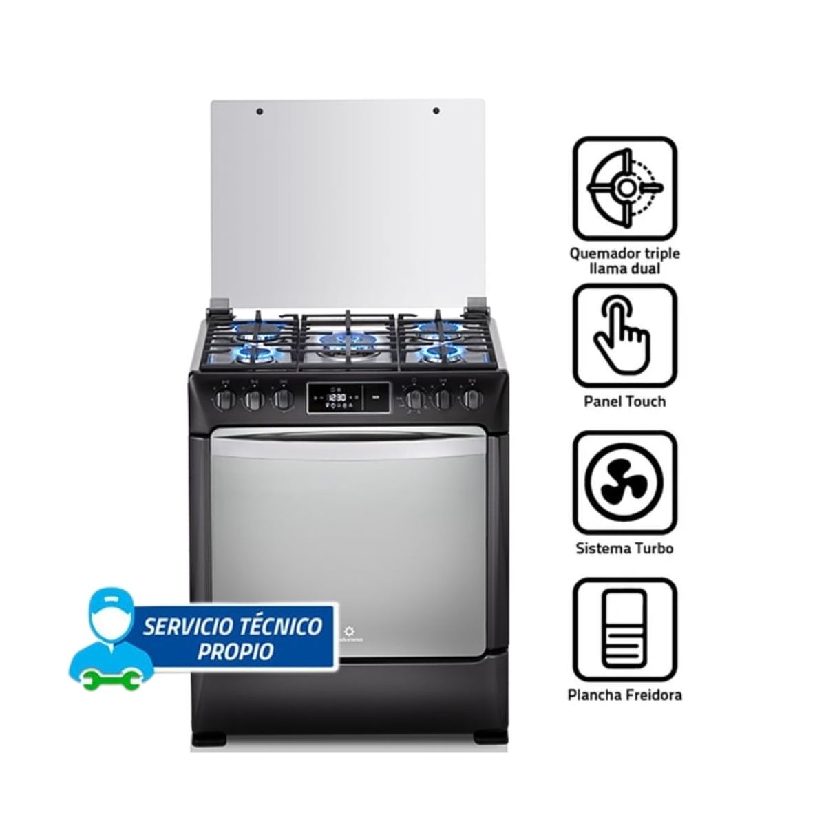 INDURAMA - Cocina a Gas Indurama 5 hornillas NIZA ZAFIRO Negro