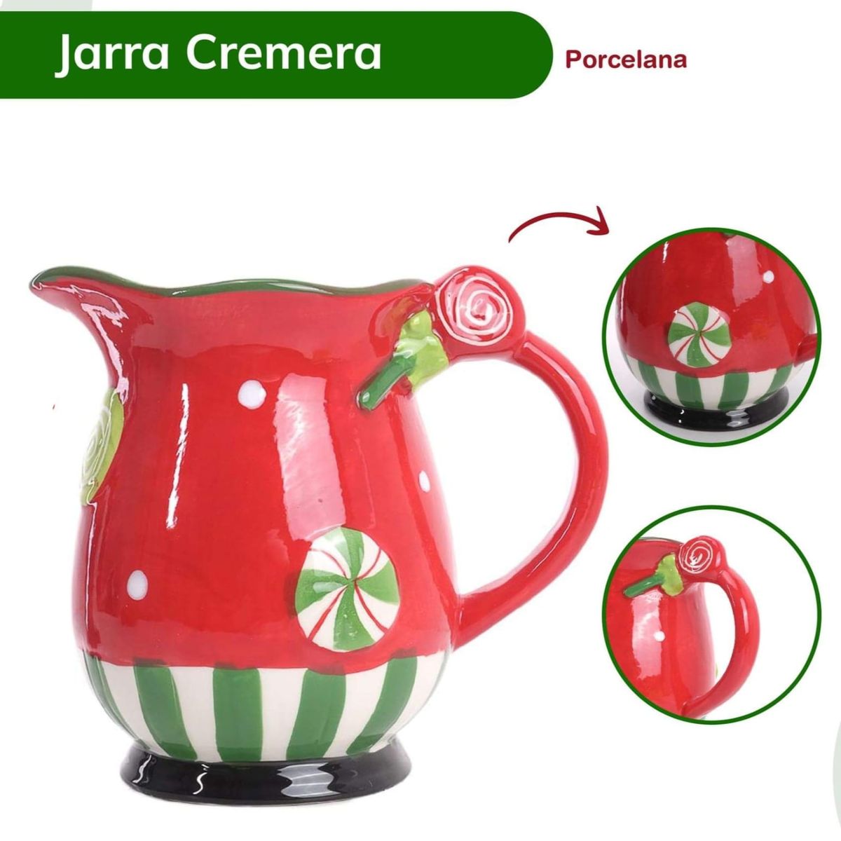 GENERICO - Jarra Cremera de Porcelana modo Navideño