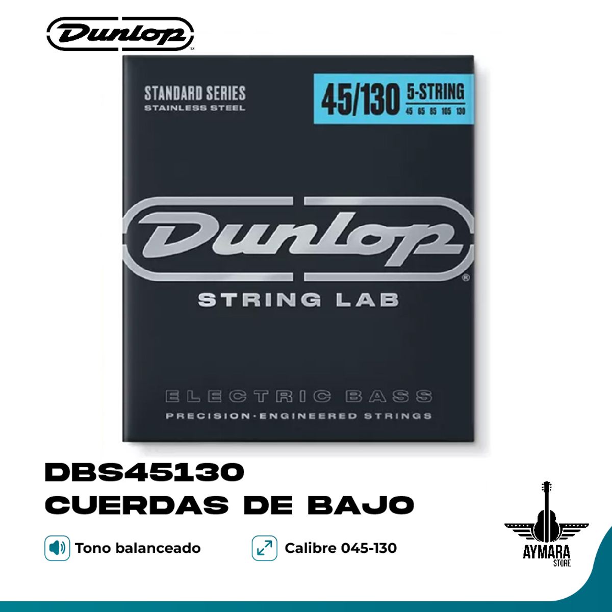 DUNLOP - Dunlop DBS45130 - Cuerdas de Bajo Eléctrico 45-130 5 Cuerdas