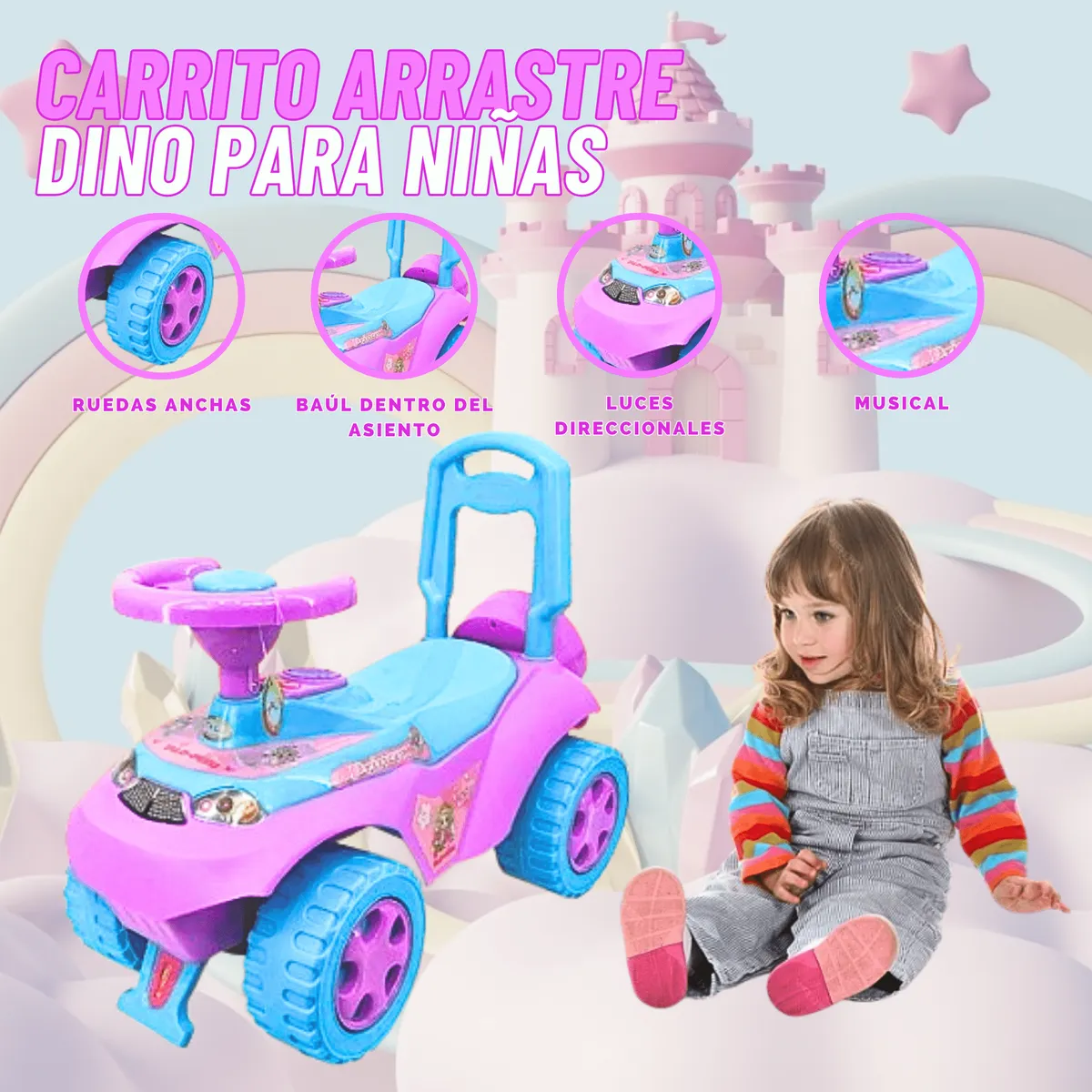 GENERICO - Carro de Juguete de Arrastre Dino para Niña