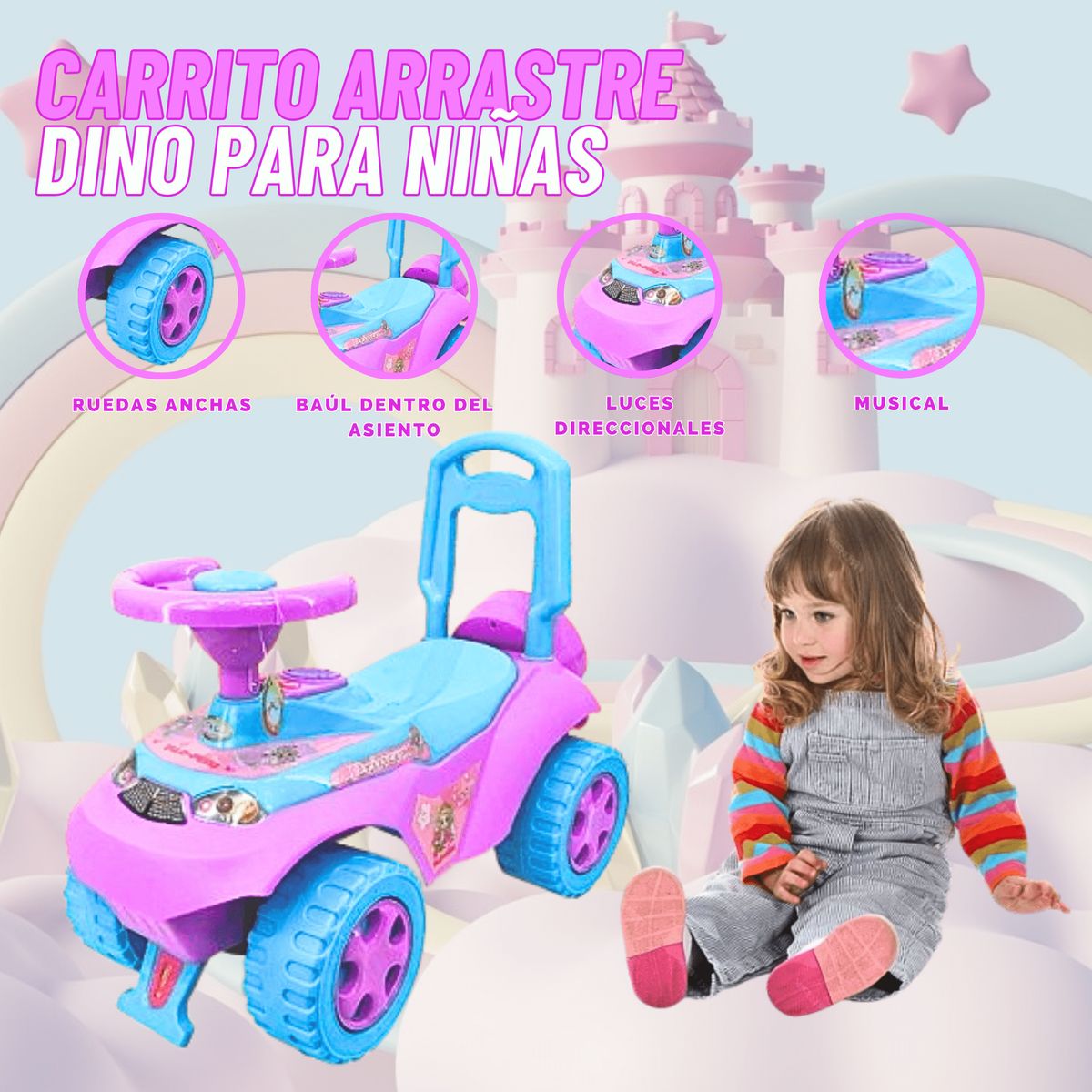 GENERICO - Carro de Juguete de Arrastre Dino para Niña