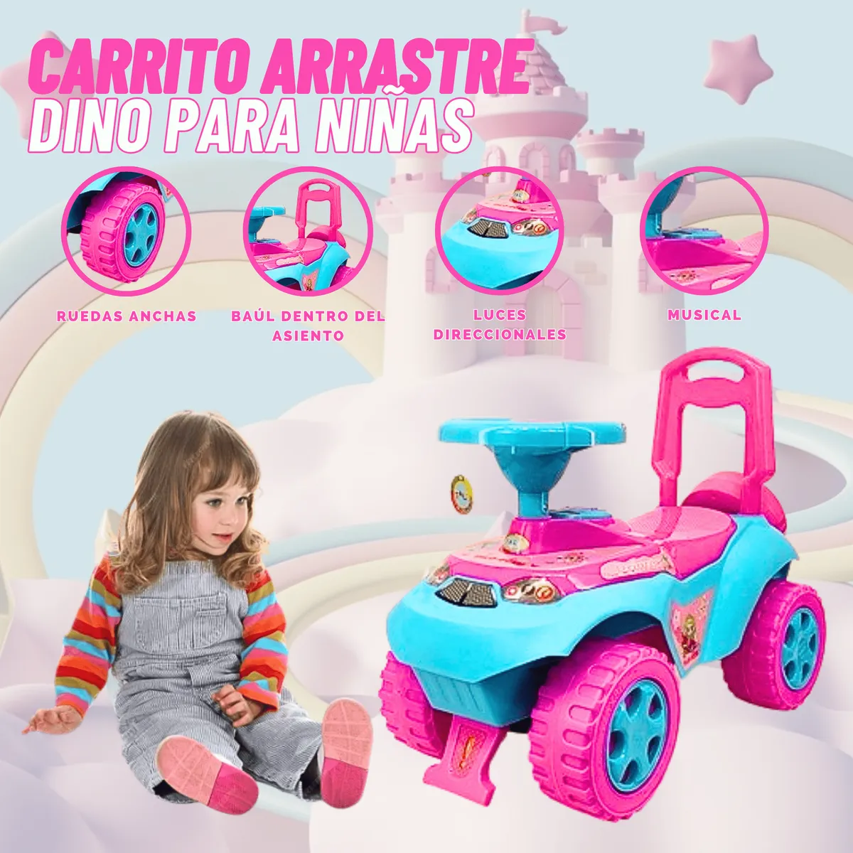 GENERICO - Carro de Juguete de Arrastre Dino para Niña