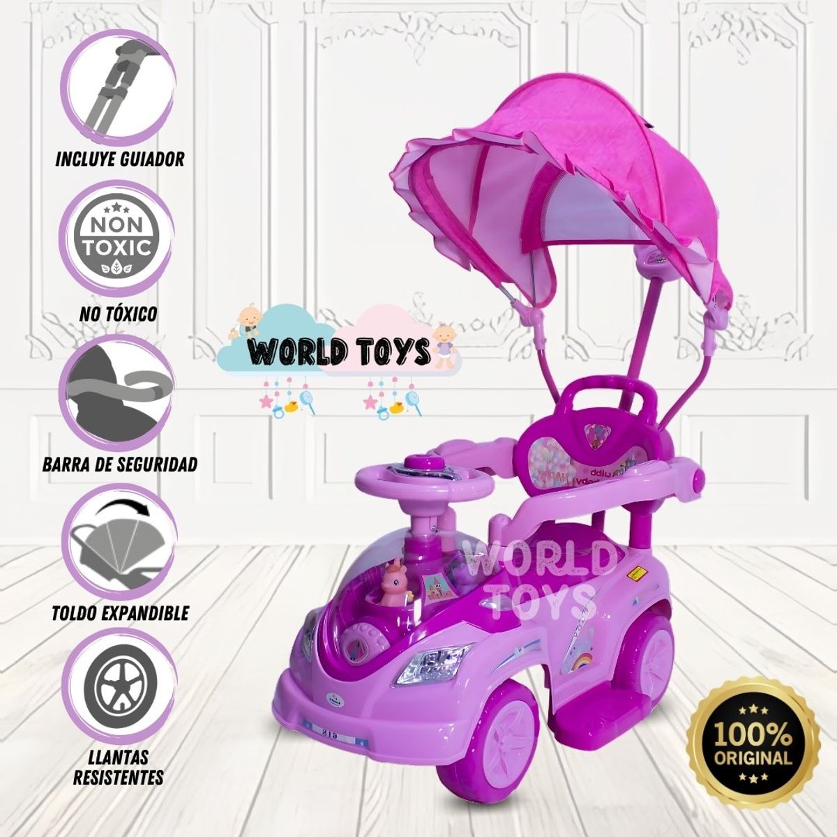 BABY - Correpasillo Didáctico «TOKUNBO» con Guiador Pink