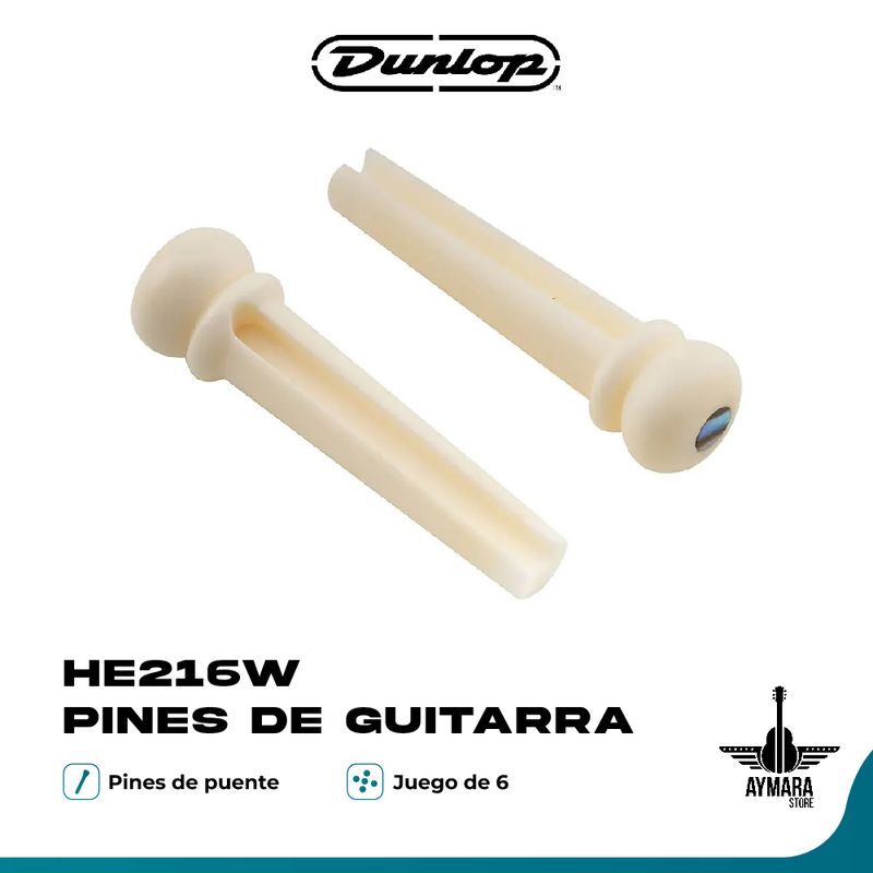 DUNLOP - Dunlop HE216W - Pines de Guitarra Acústica 6 unidades
