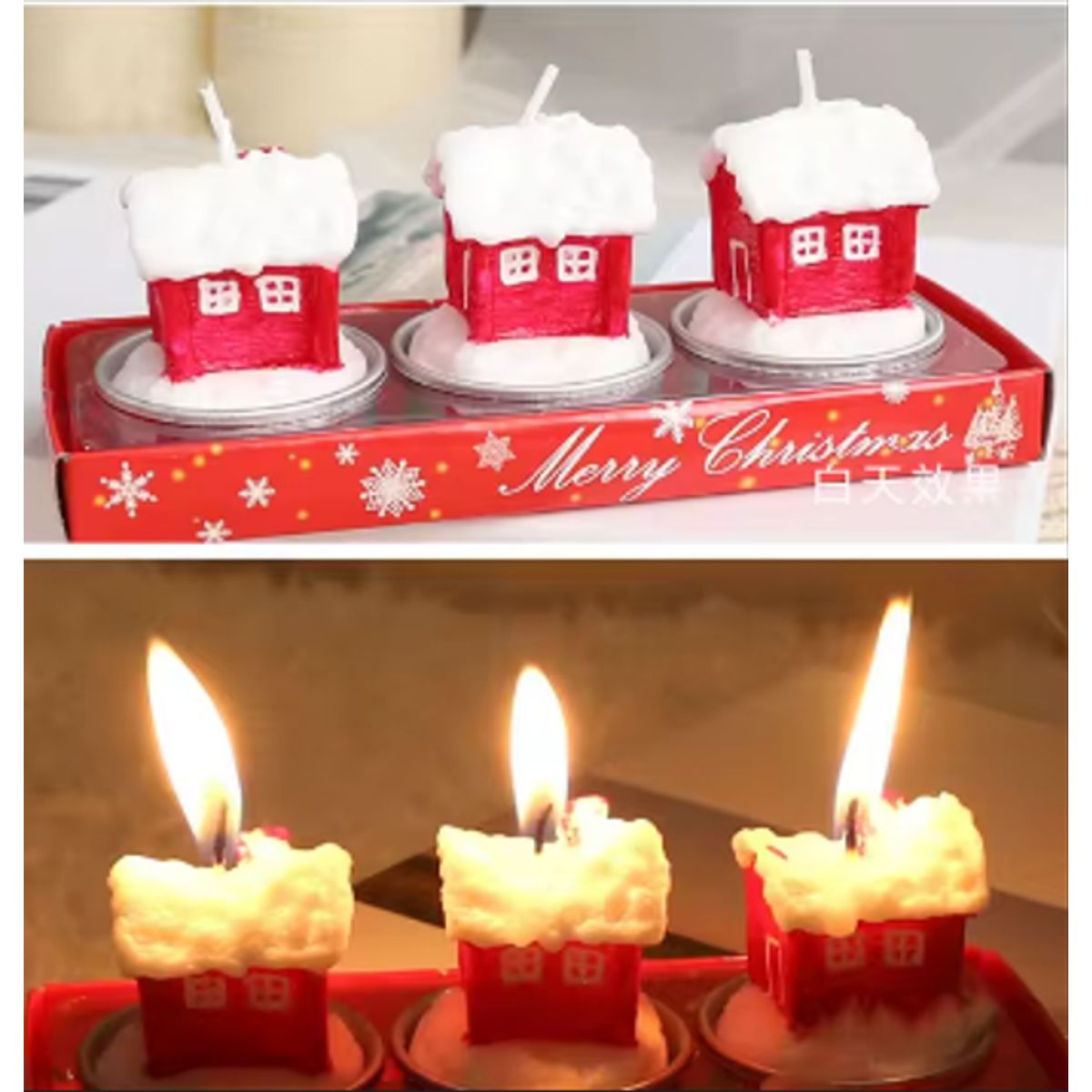 GENERICO - Set de 3 Mini Velas decorativas Navideñas