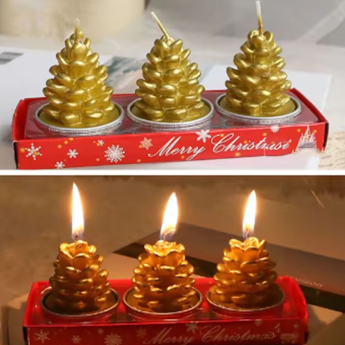 GENERICO - Set de 3 Mini Velas decorativas Navideñas