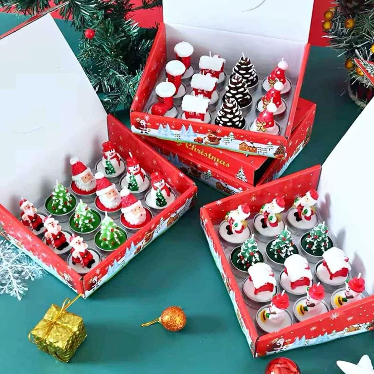 GENERICO - Set de 12 Mini Velas decorativas Navideñas