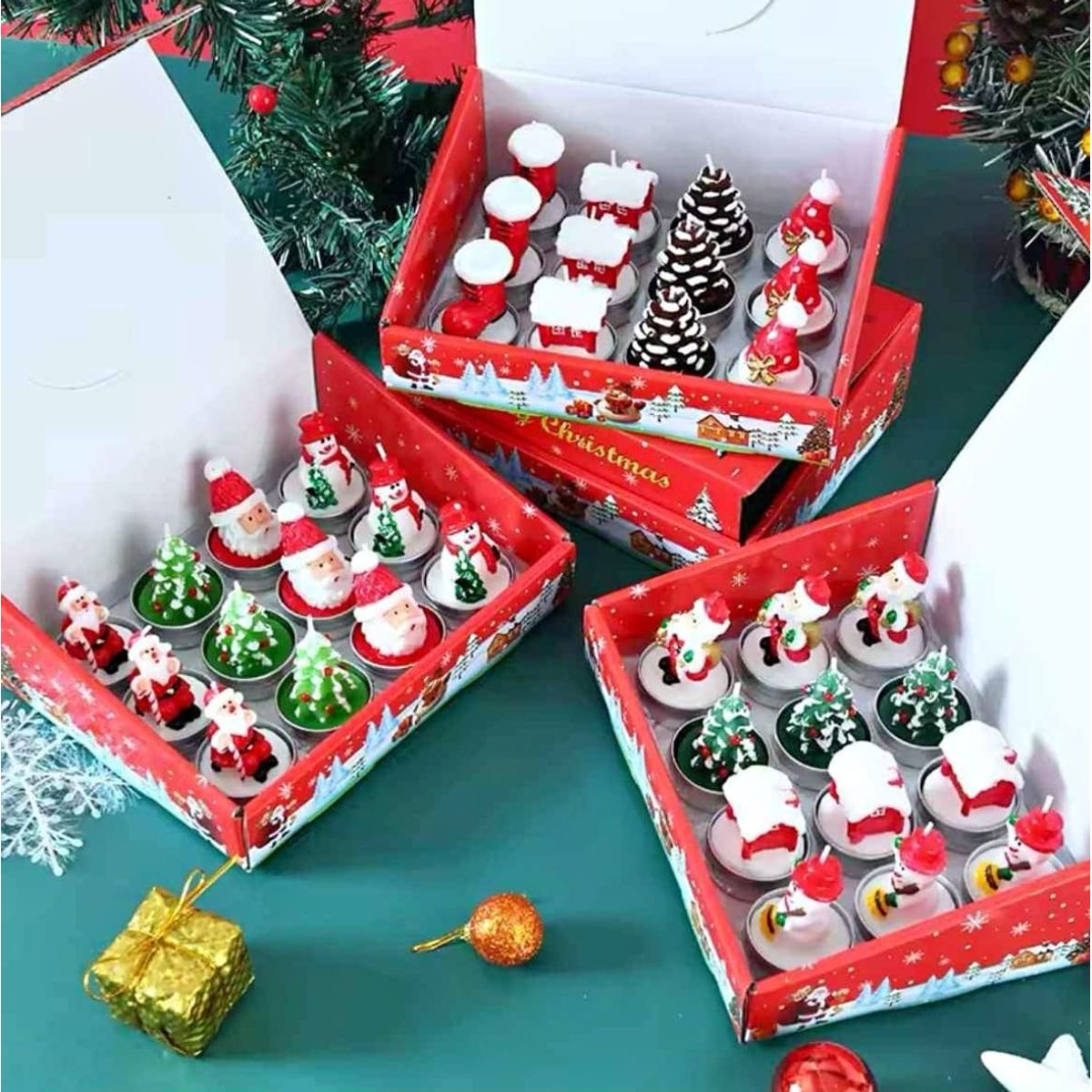 GENERICO - Set de 12 Mini Velas decorativas Navideñas