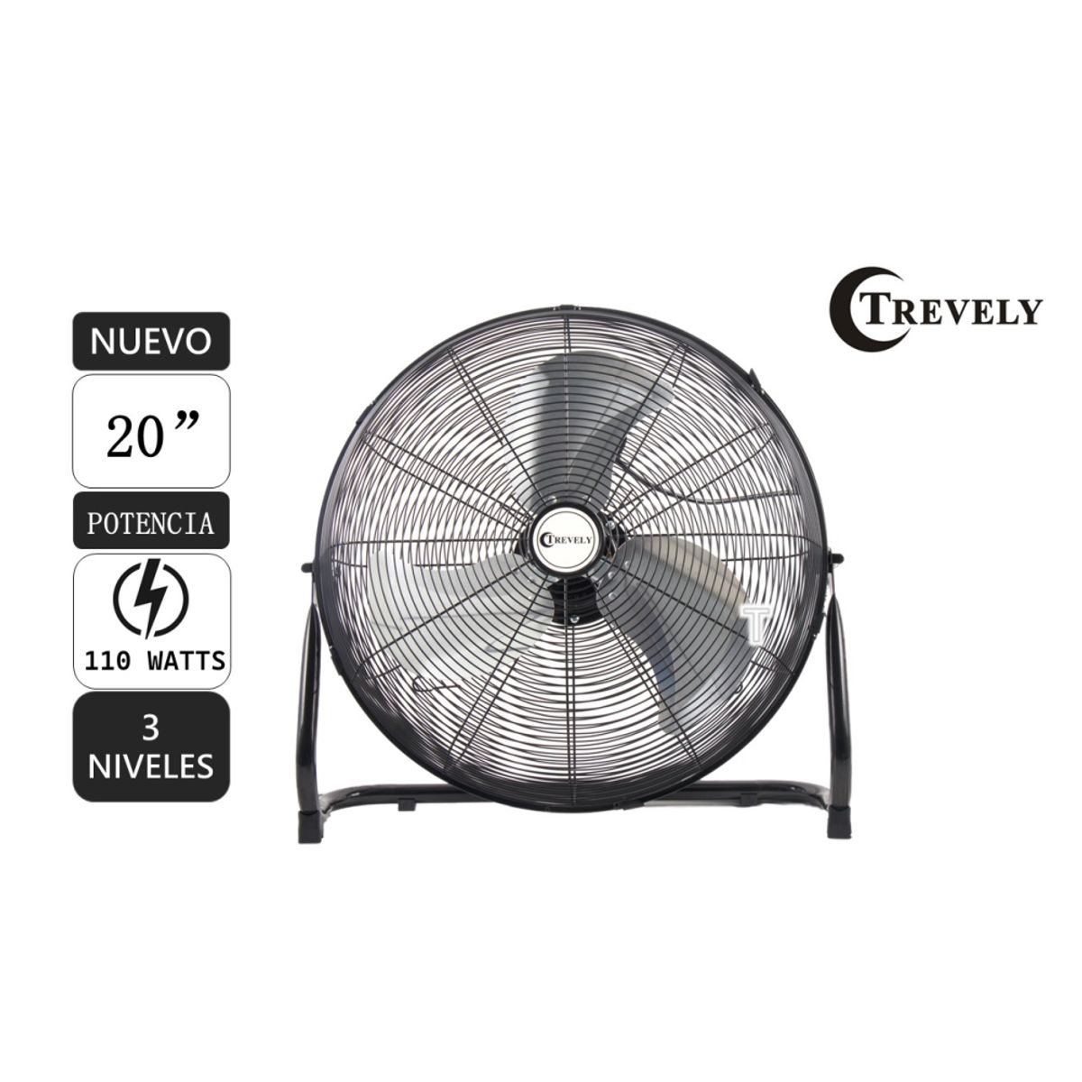 TREVELY - Ventilador de piso & pared  TREVELY VT-20-A Negro - 110W