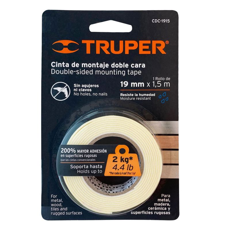 TRUPER - Cinta 3/4" x 1.5m Doble Contacto 11724 Truper