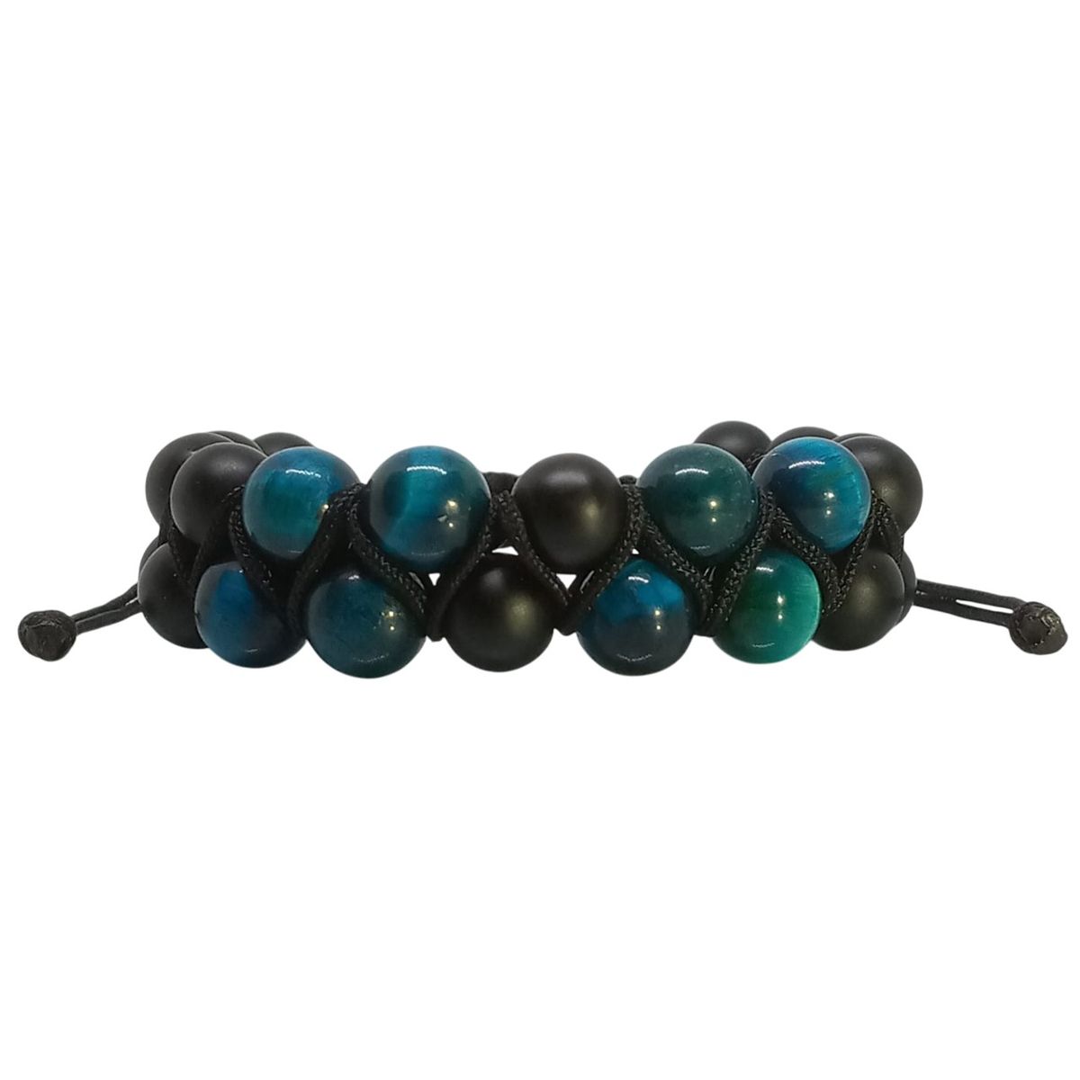 LUCYANA JOYAS Y ACCESORIOS - Pulsera Mujer con Cuarzo Ónix y Ojo de Tigre Azul - Joyas Lucyana