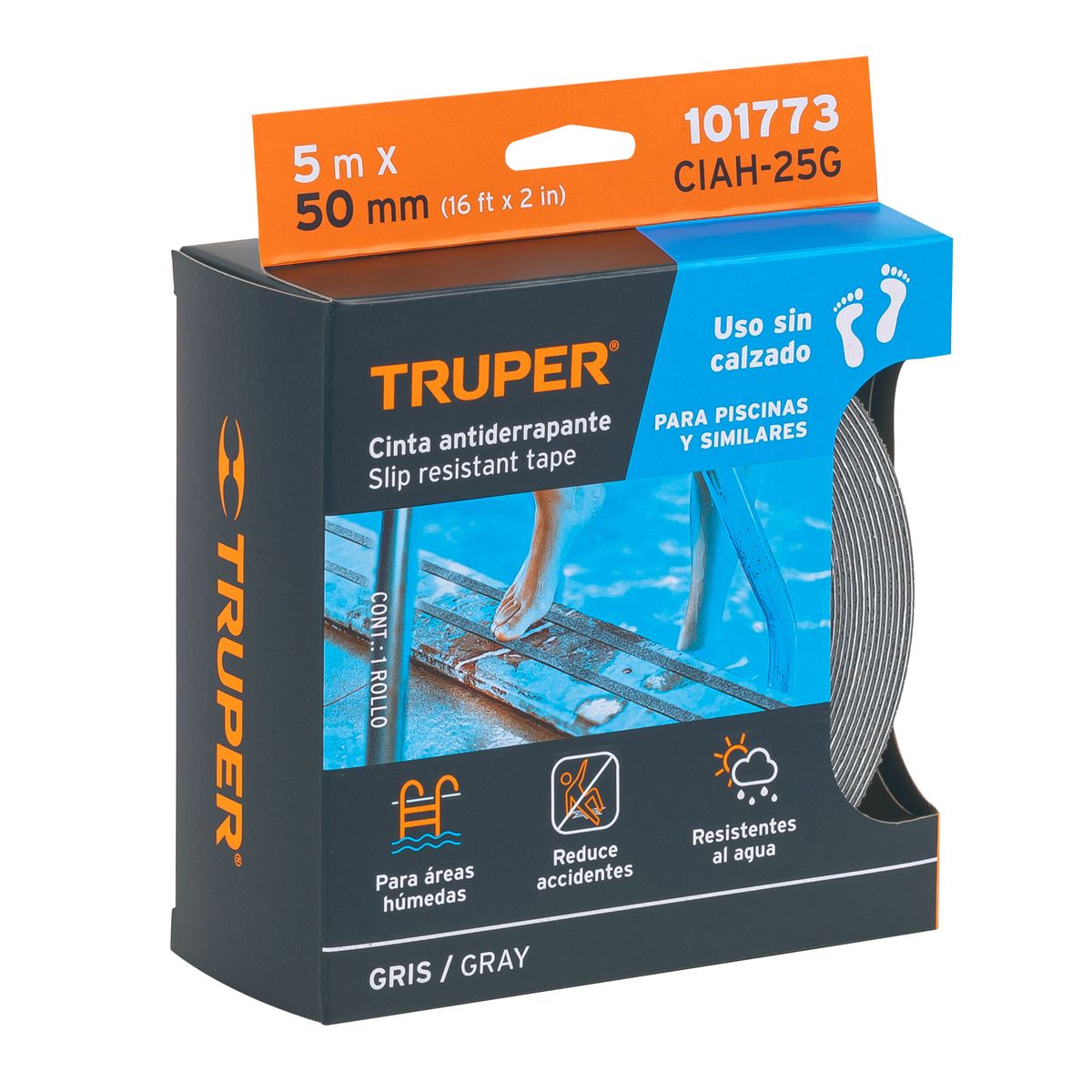 TRUPER - Cinta 2" x 5m Antideslizante Sin abrasivo 101773 Truper