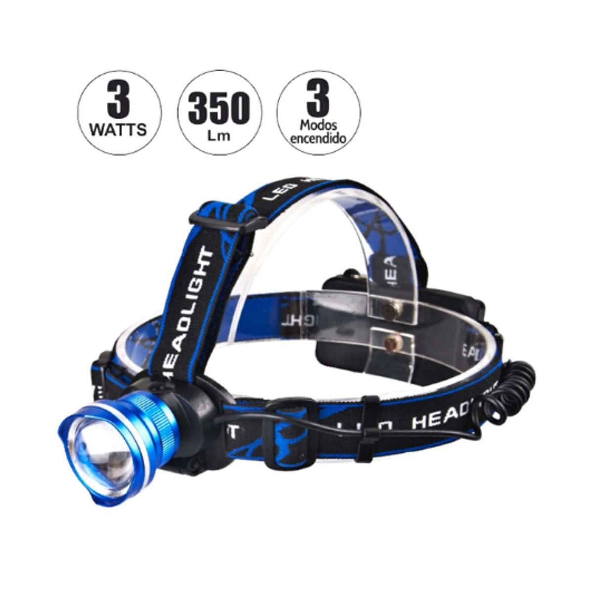 OPALUX - Linterna Frontal LED Recargable 3W OP-3371 OPALUX