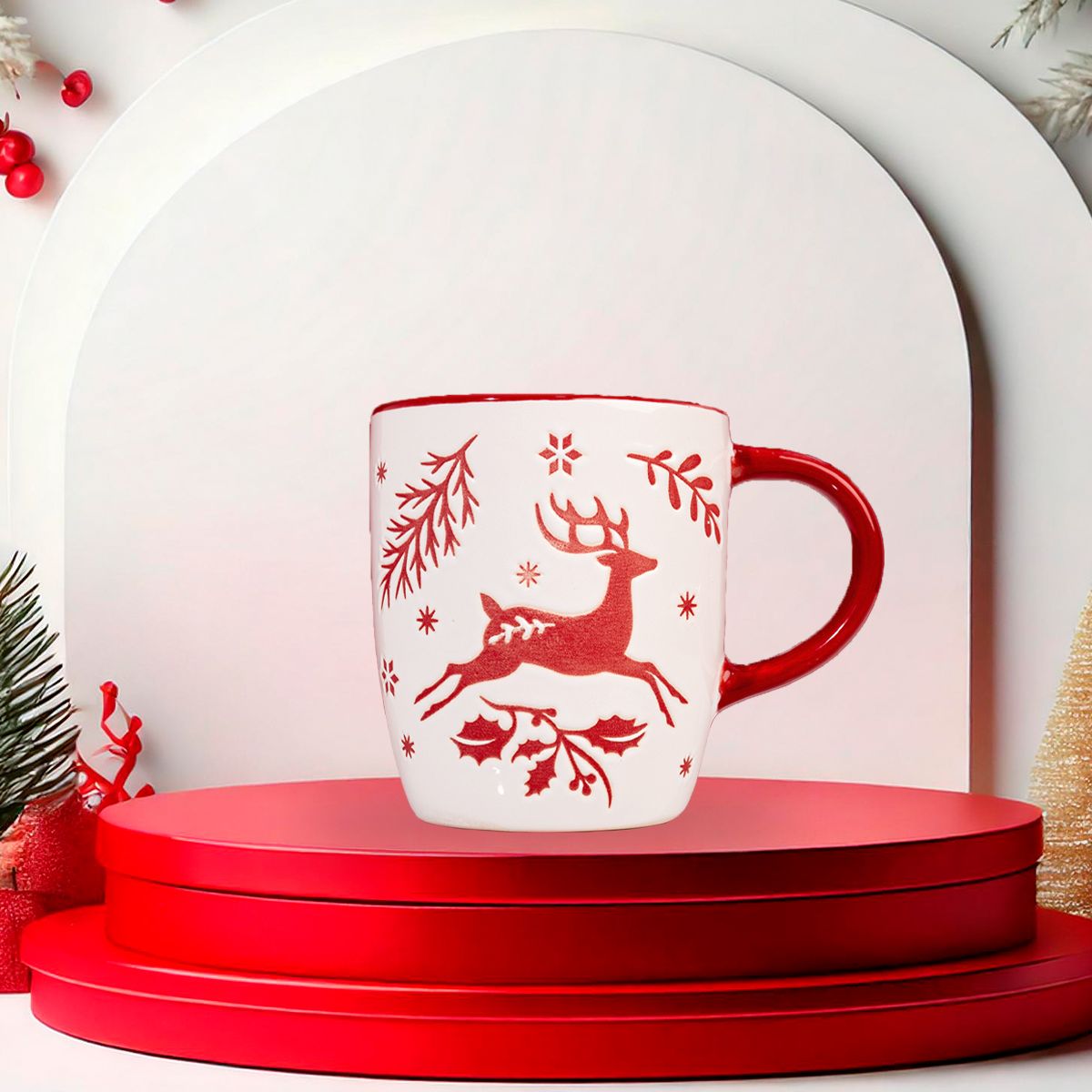 GENERICO - Taza Navideña Blanco de Reno