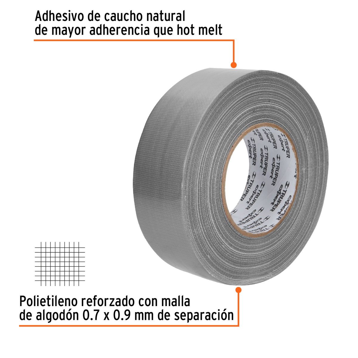 TRUPER - Cinta 2" x 50m Ducte Tape 10944 Truper Expert