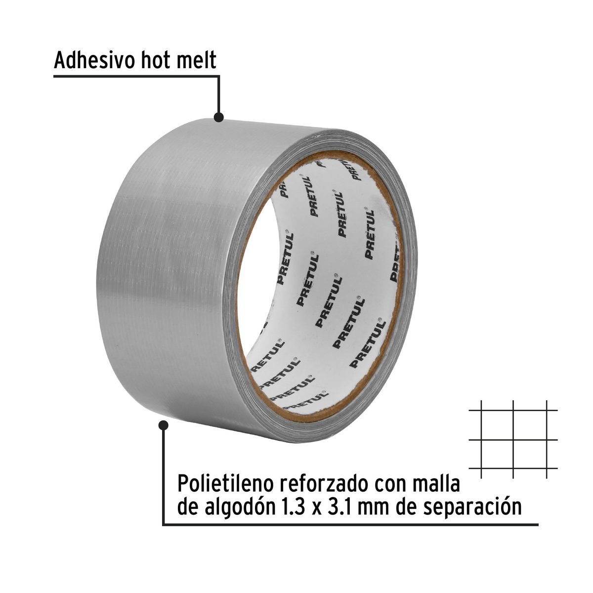 PRETUL - Cinta 2" x 10m Ducte Tape 20528 Pretul