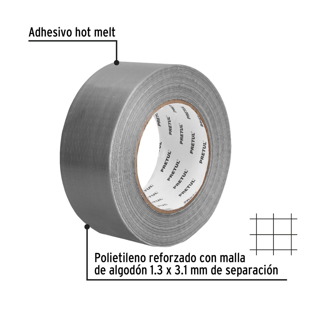 PRETUL - Cinta 2" x 50m Ducte Tape 20530 Pretul