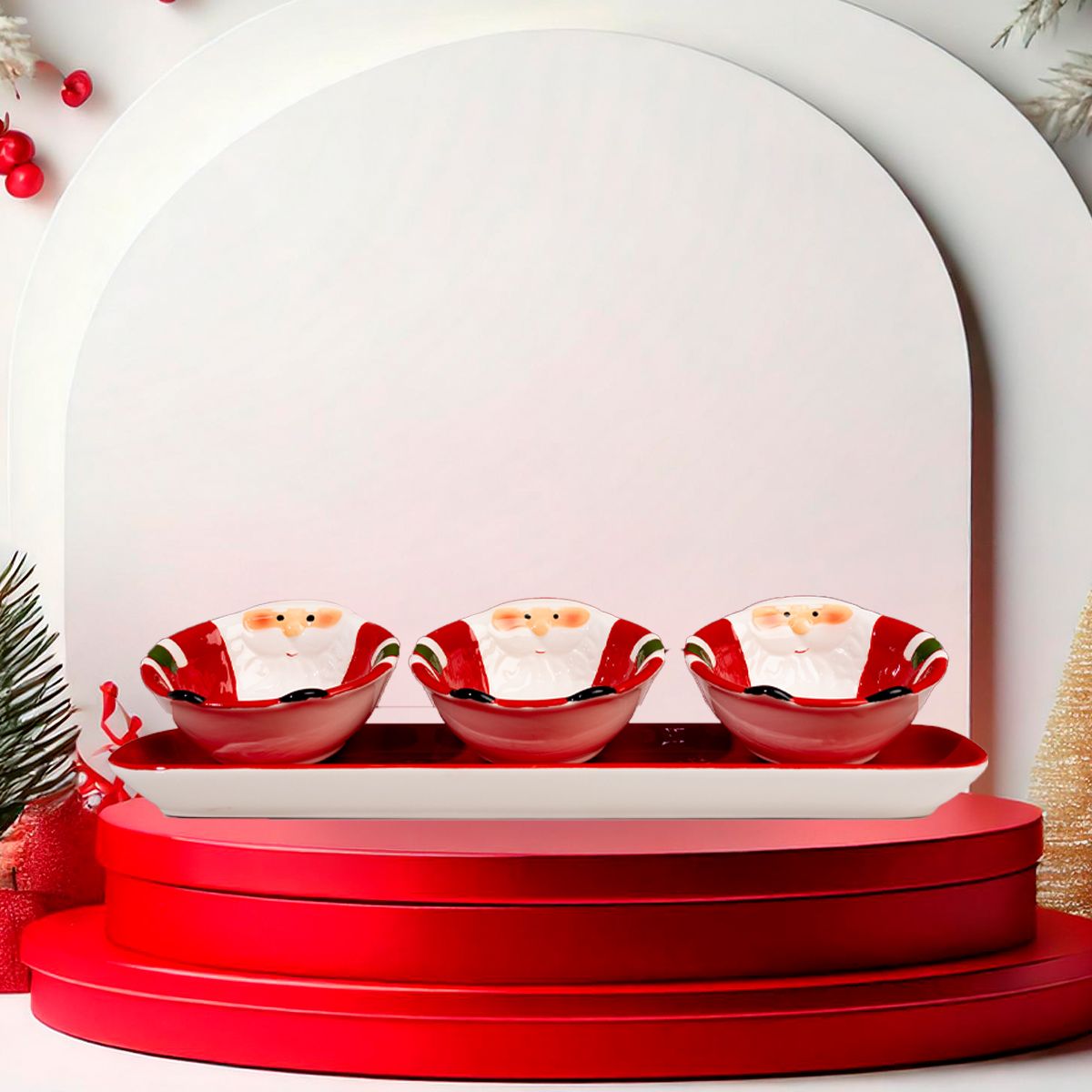 GENERICO - Bandeja salsera Navideña con 3 divisiones