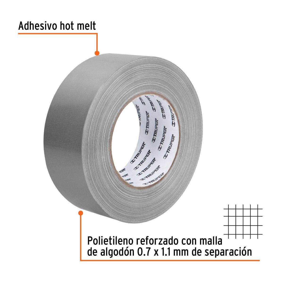 TRUPER - Cinta 2" x 50m Ducte Tape 12588 Truper