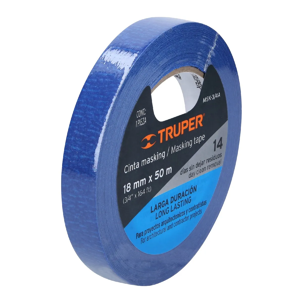 TRUPER - Cinta 3/4" x 50m Azul Masking Tape 12621 Truper