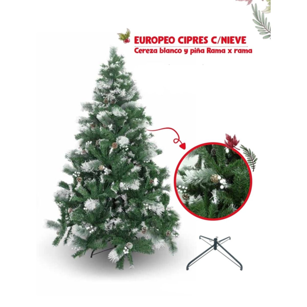 GENERICO - Árbol de Navidad Cipres con Nieve 210M Rama x Rama