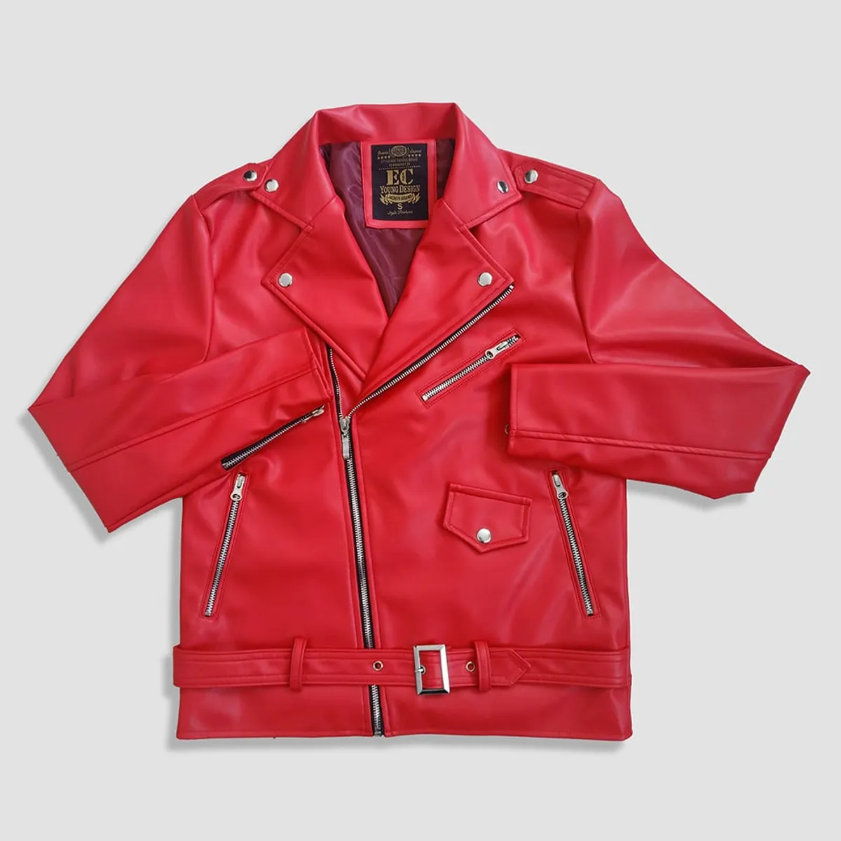 GENERICO - Chaqueta EC DESIGN Biker Hombre Cuero Sintético Rojo