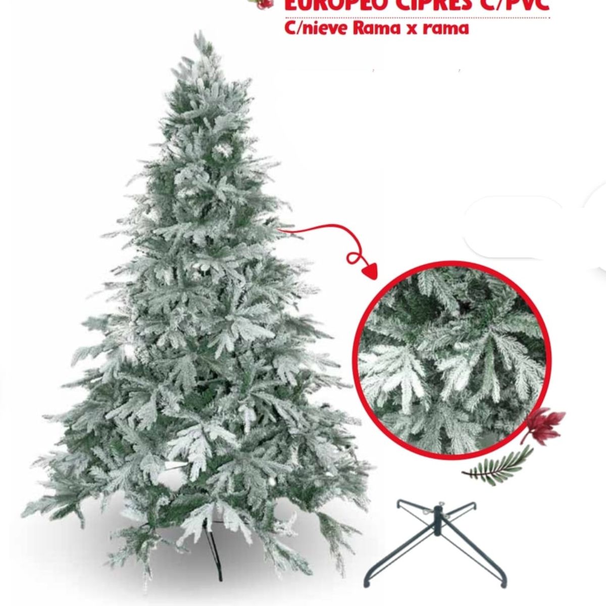 GENERICO - Árbol de Navidad Pino Nieve Cipres 180M Rama x Rama