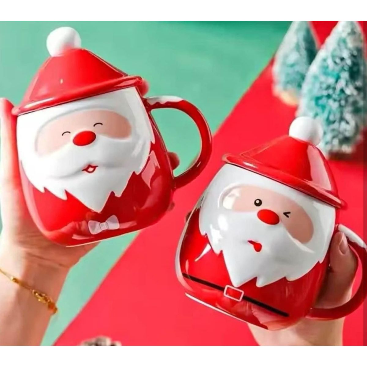 GENERICO - Taza Navideña con tapa de sombrero y cuchara