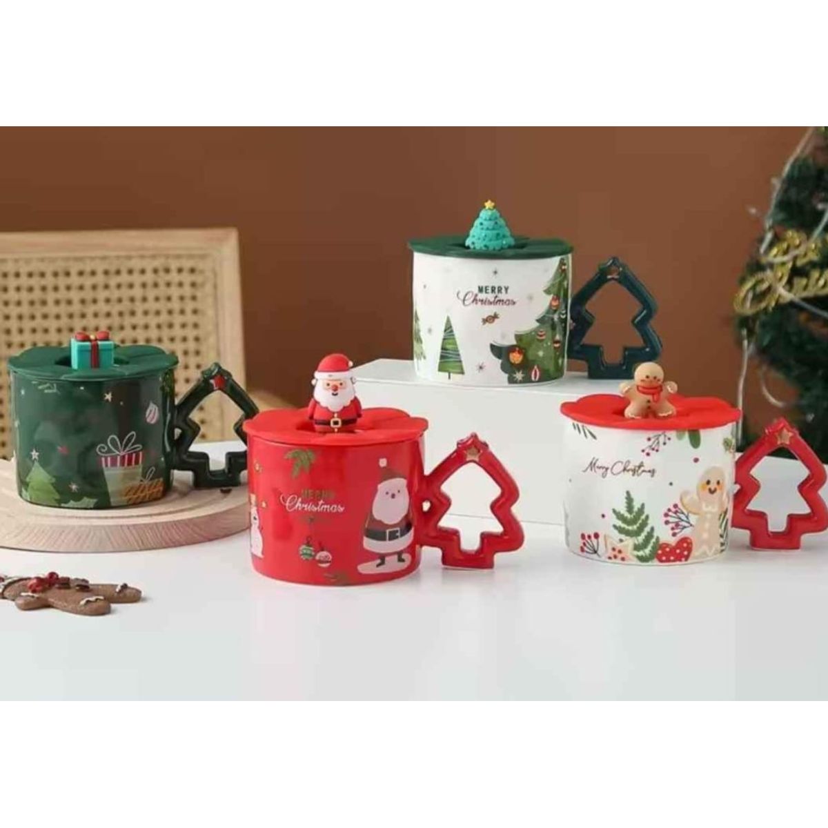 GENERICO - Taza Navidadeña con asa de arbolito