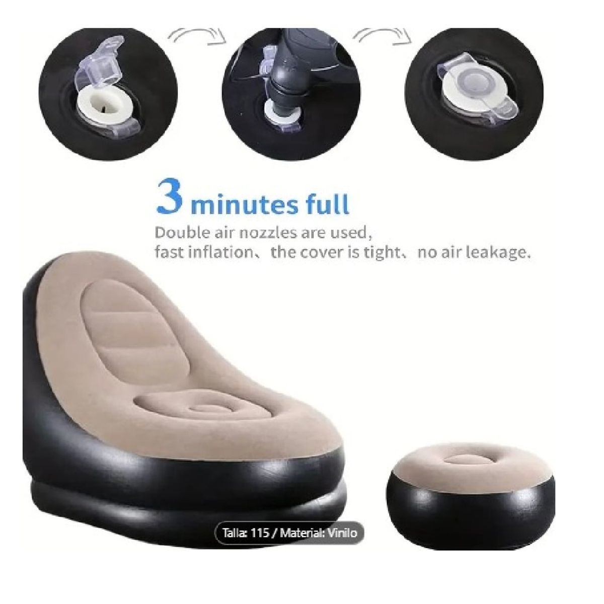 GENERICO - Sofá Sillón inflable 2 en 1 portátil con reposapiés Ultra cómodo