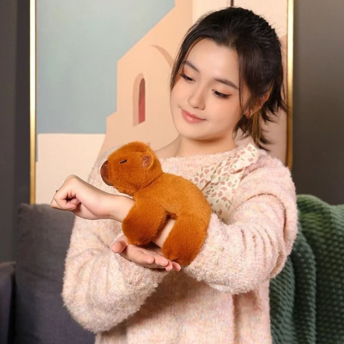 GENERICO - Peluche Capibara Kawai - Muñequera y Pulsera Hipoalergenico