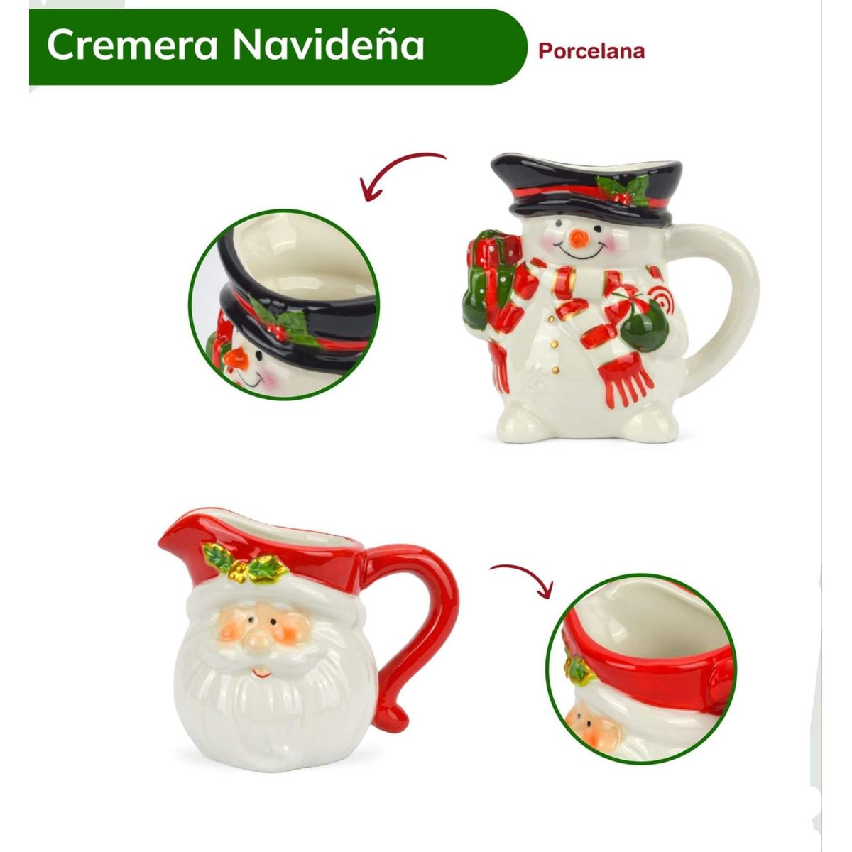 GENERICO - Jarra Cremera de Porcelana modo Navideño