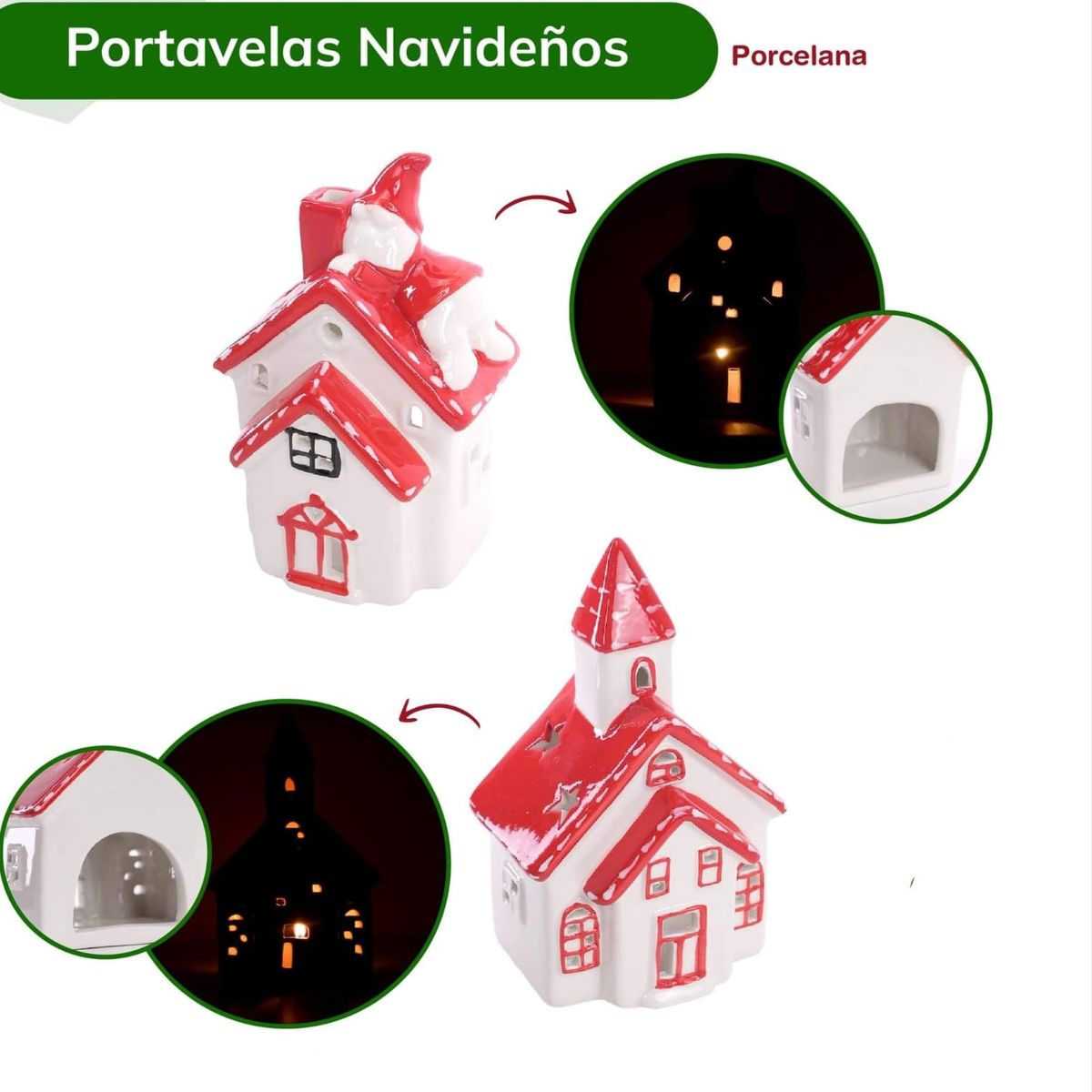 GENERICO - Porta vela navideña de porcelana